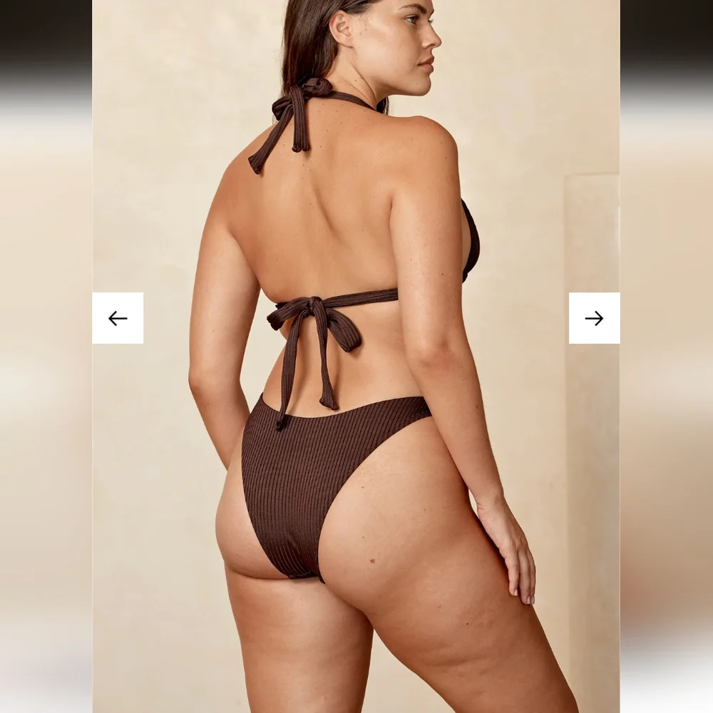 Monday Swimwear Brown Ribbed Bikini Bottom